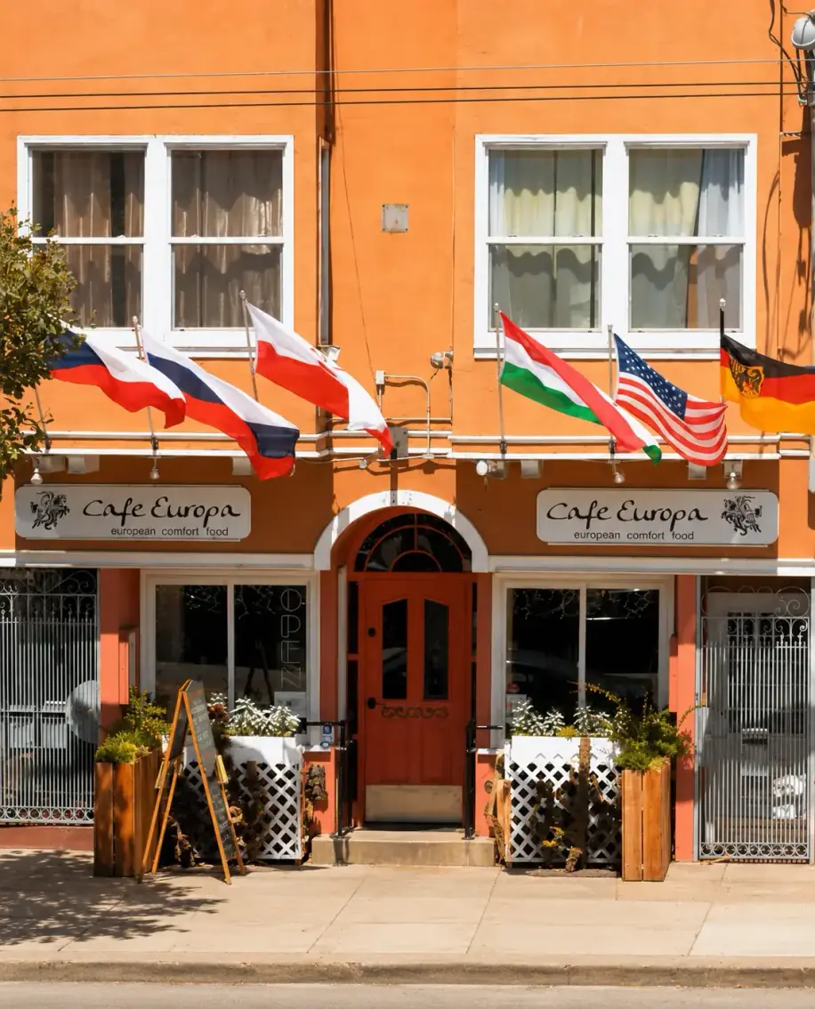 Cafe Europa storefront on California Street